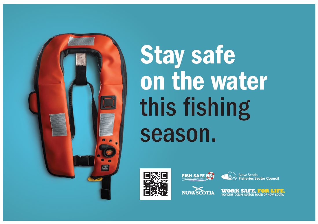 Decal displaying text - Stay safe on the water this fishing season.